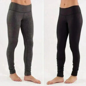 Lululemon reversible black stripe grey leggings full length size 4